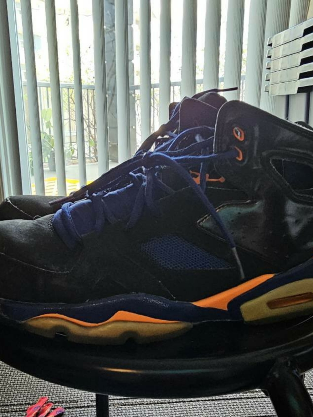 Jordan Black and Blue Mens Sneakers (Size Tag Visible)